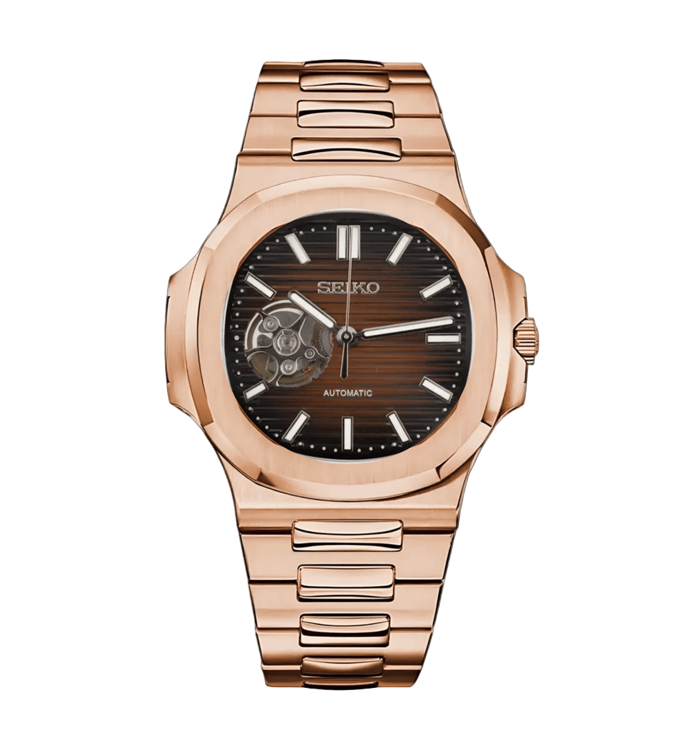 Seiko Mod Nautilus Brown Open Heart