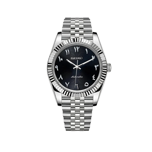 Seiko Mod Datejust Arabic Black Dial