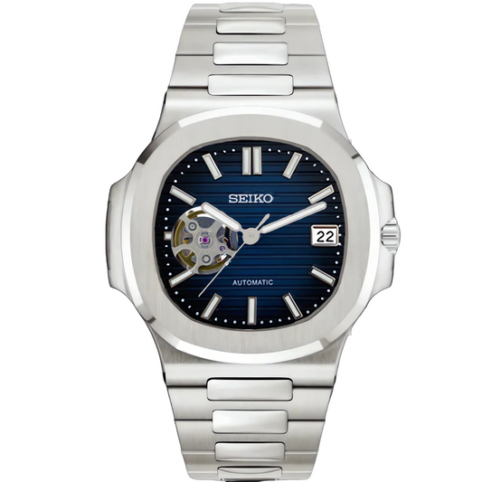 Seiko Mod Nautilus Open Heart Blue