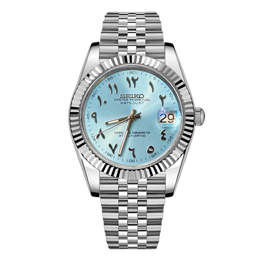 Seiko Mod Datejust Ice Blue Arabic Dial