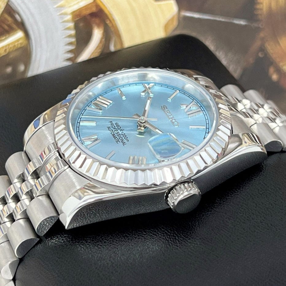 Seiko Mod Datejust Ice Blue Roman Dial