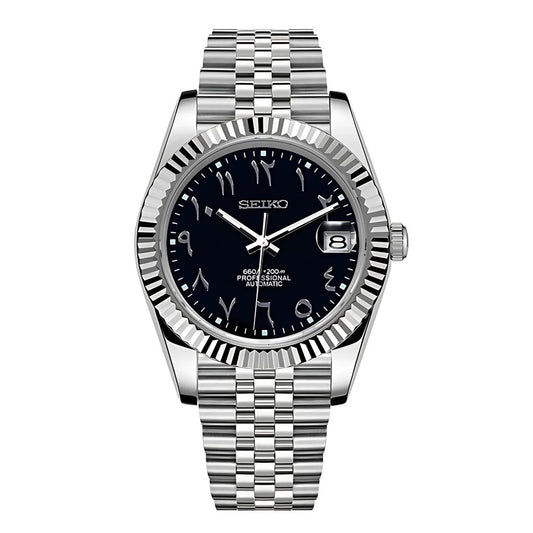 Seiko Mod Datejust Black Arabic Dial