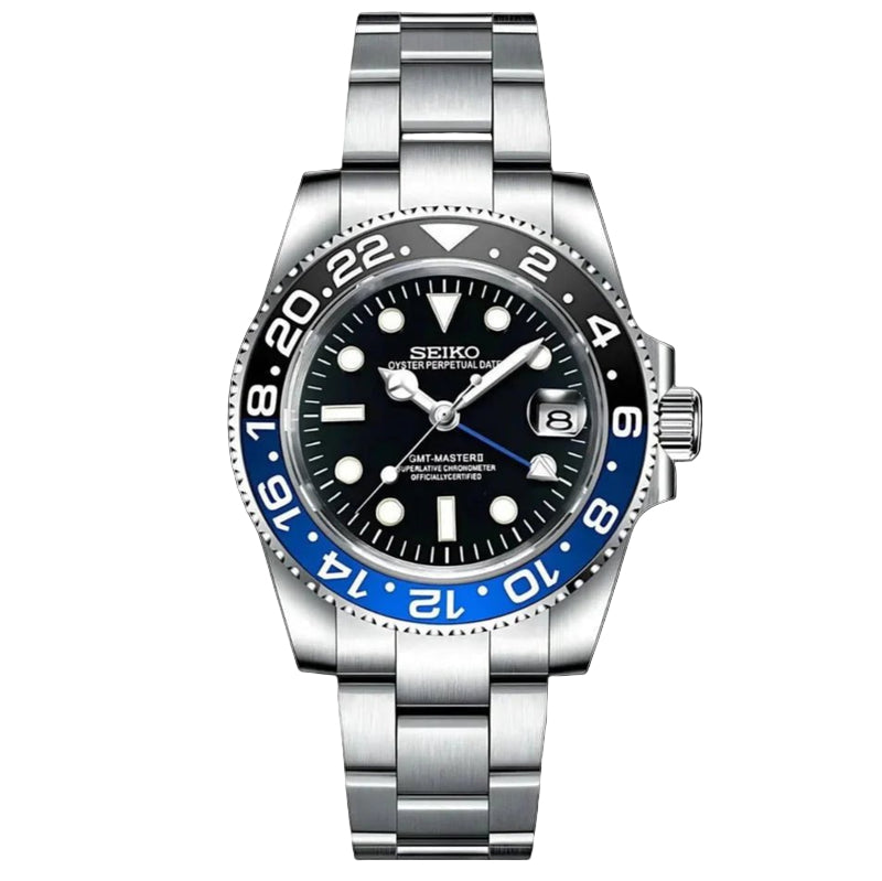 Seiko Mod GMT Batman Black Blue