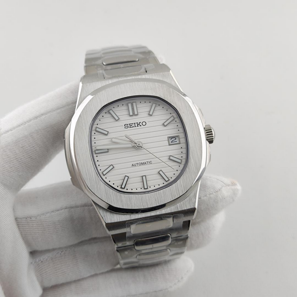 Seiko Mod Nautilus White Dial