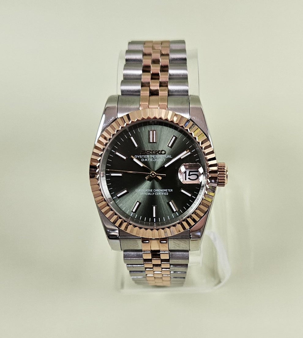 Seiko Mod Datejust Two Toned Black Dial