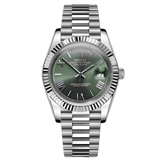 Seiko Mod Day-Date Green Roman Dial