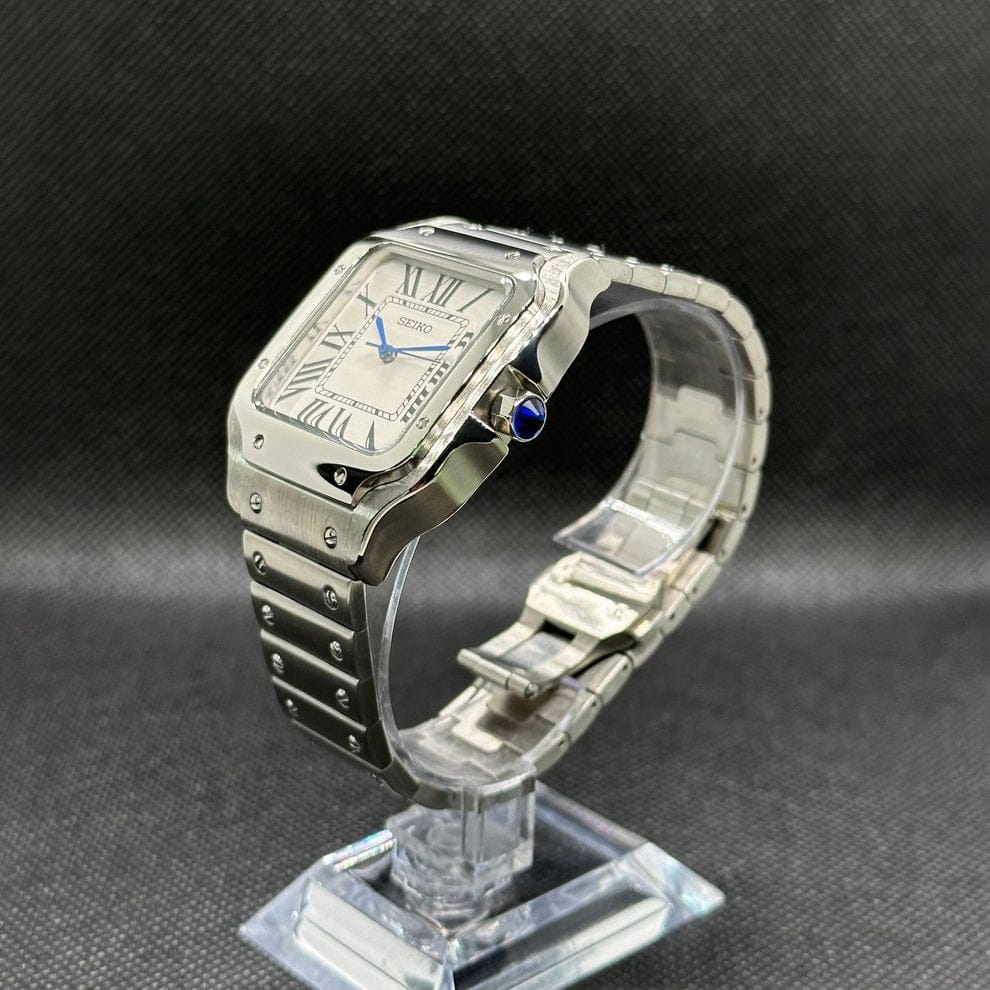 Seiko Mod Santos White Roman Dial