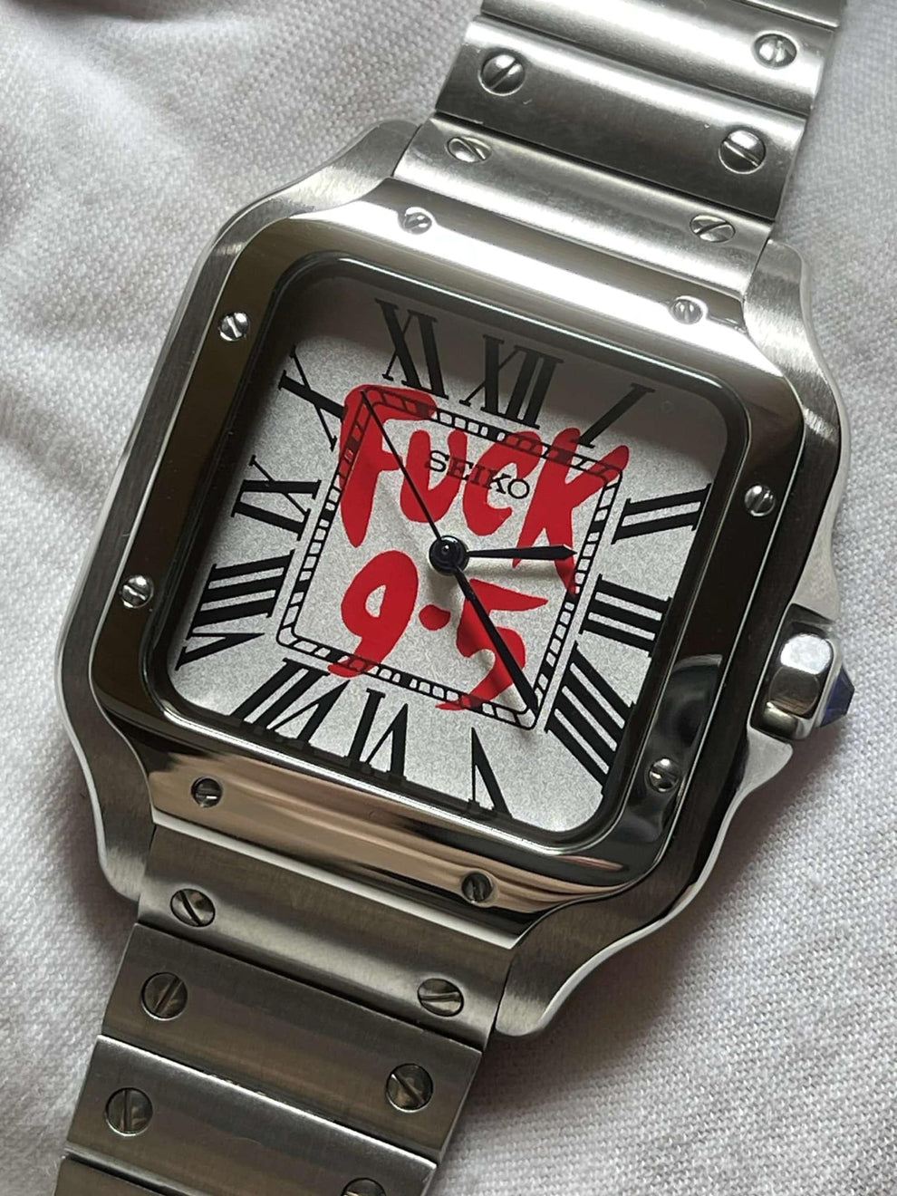 Seiko Mod Santos White Roman Dial Fuck 9-5