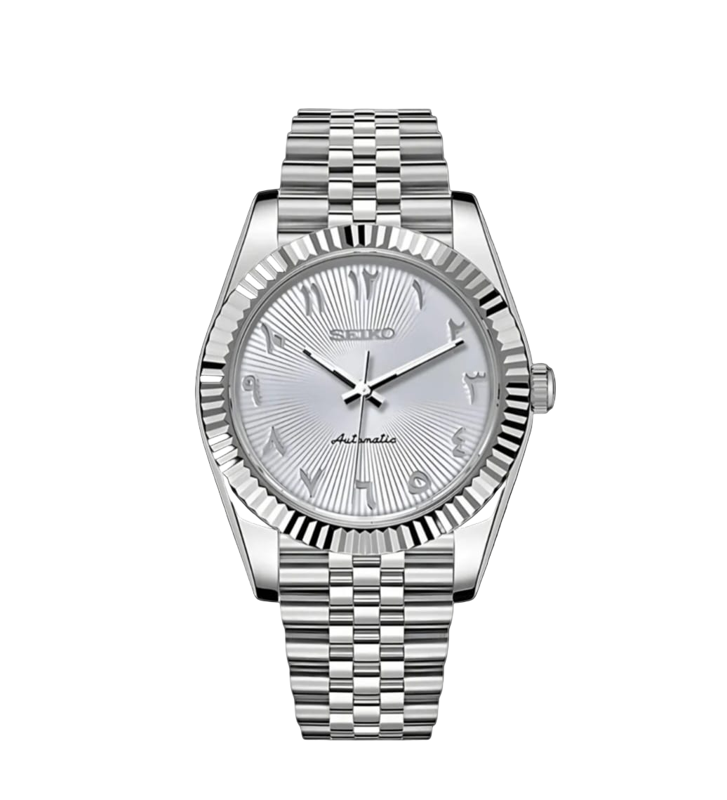 Seiko Mod Datejust White Arabic Dial
