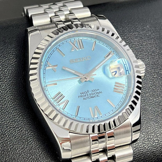 SEIKO MOD Datejust Ice Blue Roman Dial